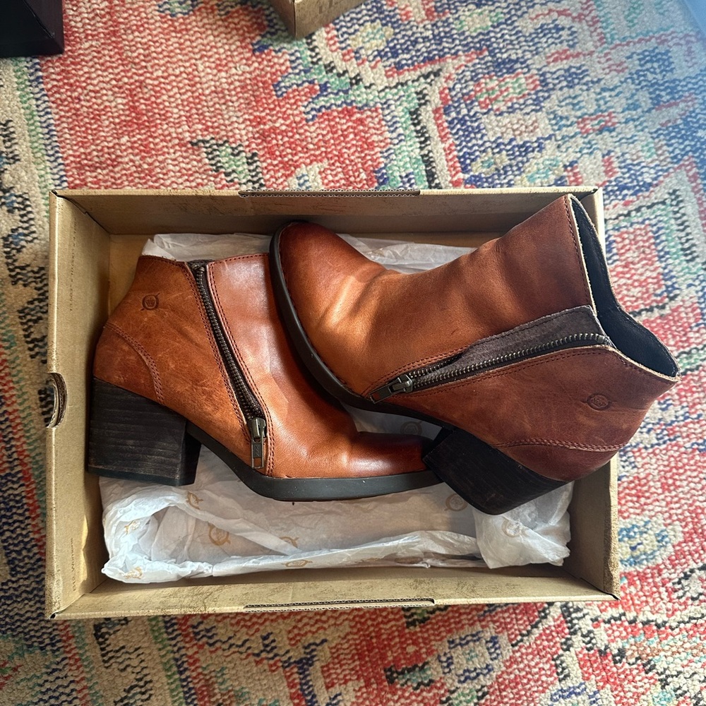 Born Tan Leather Ankle Booties